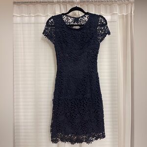 Lulu's Navy Floral Crochet Mini Dress